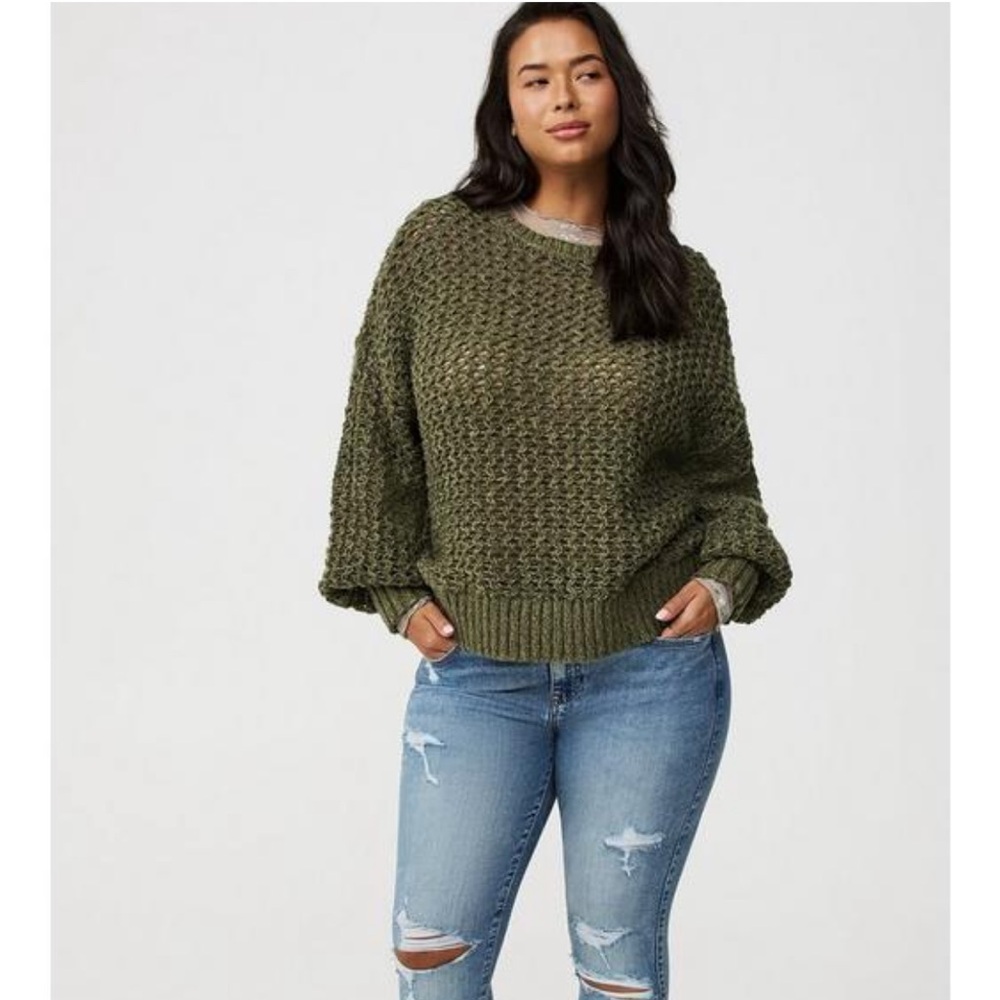 Torrid Olive Green Textured Sweater